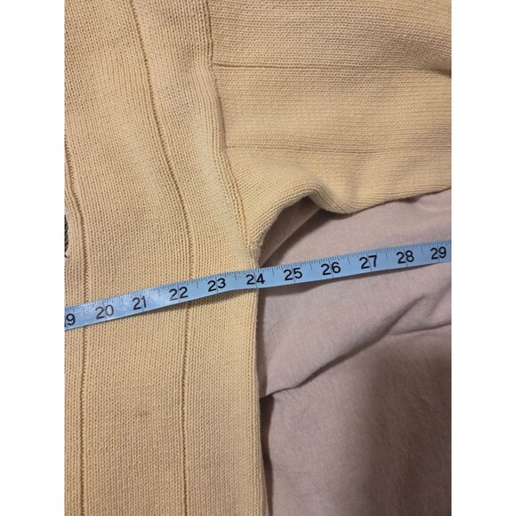 VTG Mens Tennis Sweater L Beige V-Neck Cotton Cable Knit Racket design Preppy - Picture 6 of 10